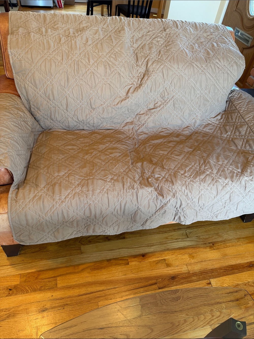 Quilted Sofa Protector Slipcovers in Light Taupe